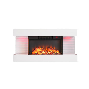 32-inch Wall Mounted Hanging Electric Fireplace with Remote Control in Black