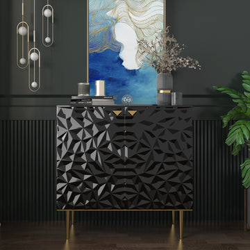 Clihome 2 Door Cabinet With Elegant Raised Diamond Pattern
