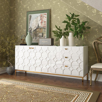 Clihome Sideboard Cabinet with Storage 3 Drawers & 2 Doors, Console Table with Storage Cabinet Buffet Cabinet for Living Room, Dining Room, Entryway