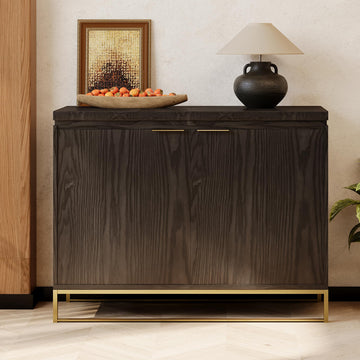 2-door Storage Cabinet,Antique brown,metal leg