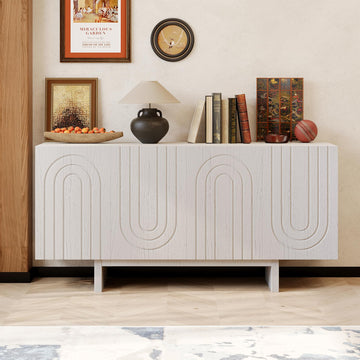 4-door Storage Cabinet,U-shaped Antique Cream