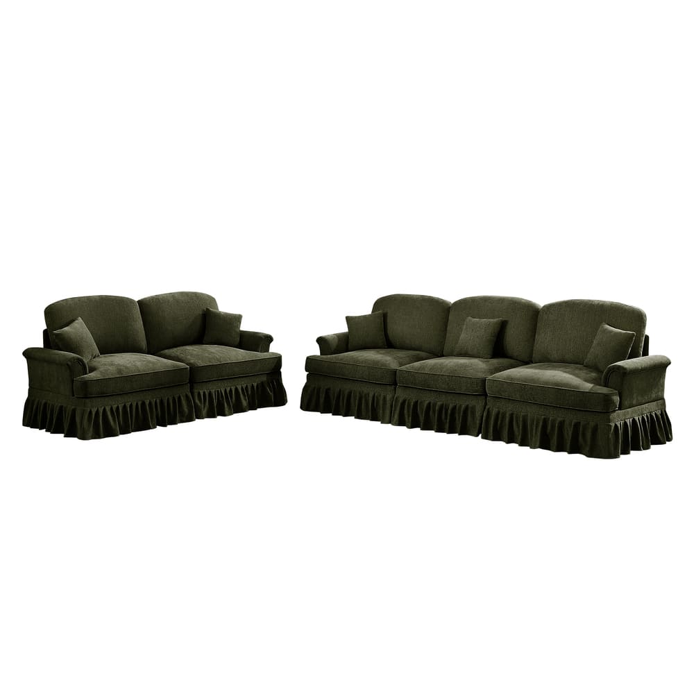 Classic 2 Piece Modular Couch Living Room Sofa Set with Flared Arms an
