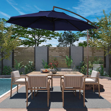 11 ft. Iron Outdoor Cantilever Patio Umbrella 360¡ã Rotation Patio Offset Umbrella,Tan