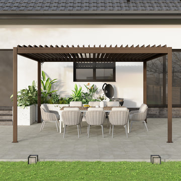 Louvered Pergola 10X13FT, Aluminum Pergola with Adjustable Roof, Aluminum Frame, Efficient Drainage System, Outdoor Pergola for Patio, Deck, Garden