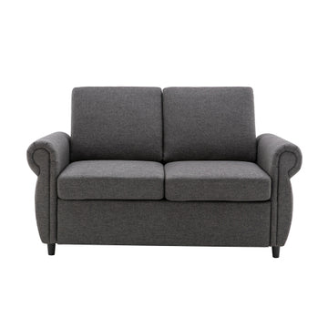 57.9" Orisfur Pull Out Sofa Bed Loveseat Sleeper with Twin Size Memory Mattress with Two USB Ports for Living Room Spaces (Old SKU:WF305474AAE), Grey