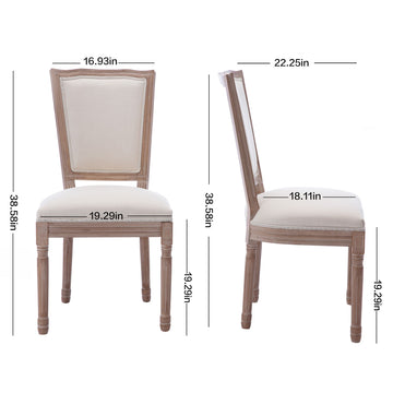 Upholstered Fabrice French Dining Chair,Set of 2,Beige