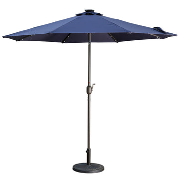 Clihome 9ft Patio Umbrella Outdoor Market 32 LED Solar Umbrella with Tilt and Crank