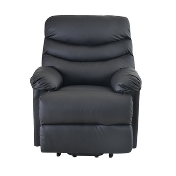 Power Recliner and Lift Chair in Black PU leather Lift Recliner Chair with Steel Reclining Mechanism