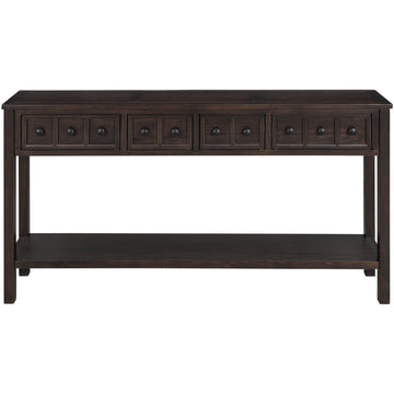 Rustic Entryway Console Table, 60" Long Sofa Table with two Different Size Drawers and Bottom Shelf for Storage