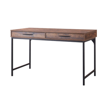 47 in. Rectangle Brown Wood 2-Drawer Executive Desk with Storage