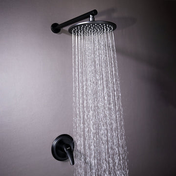1-Spray Patterns with 3.4 GPM 9 in. Wall Mount Rain Fixed Shower Head with Single Lever Handle and Valve