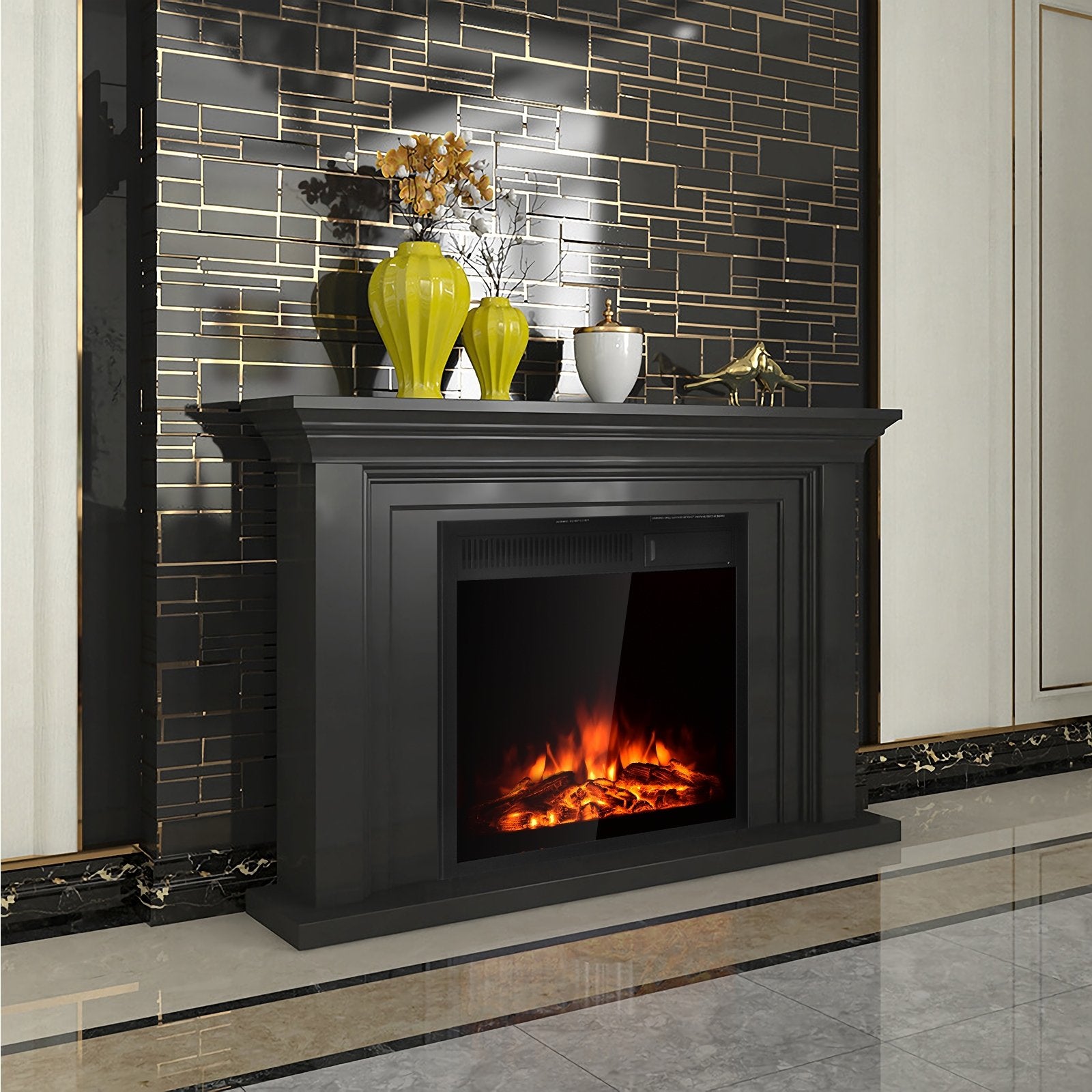 Insert Freestanding Electric Fireplace with Remote Control