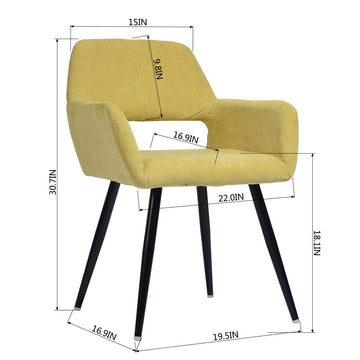 Yellow Fabric Arm Chair Dining Chair