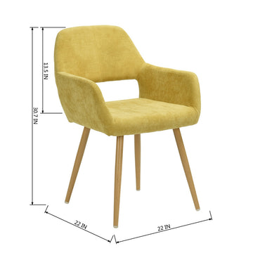 Yellow & Brown Fabric Arm Chair Dining Chair (Set of 2 )
