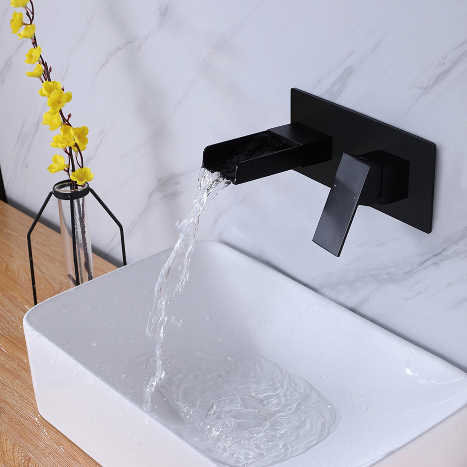 Clihome® | Waterfall Single-Handle Wall Mount Bathroom Faucet with Dec