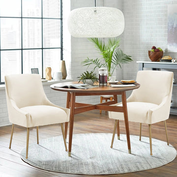 Velvet dinning Chair (Set of 2)with adjustable foot nails