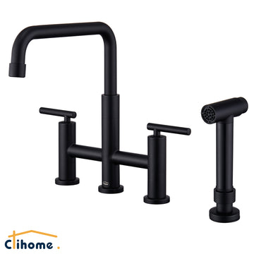 Double Handle Kitchen Faucet with Side Spray