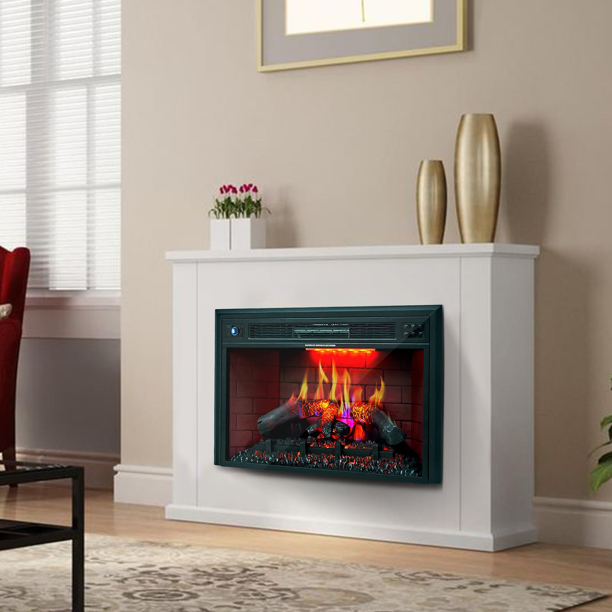 Clihome 35 Recessed Electric Fireplace with Overheating Protection De