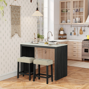 Brown/Black 3-Piece 36 in. H Bar Table Set with Engineered Wood Top Dining Table and 2-Stools