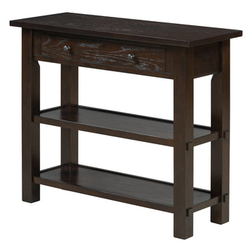 Clihome Entryway Table with Storage, Retro Console Table with Drawer and Two Sturdy Shelves for Entryway, Living Room (Espresso)