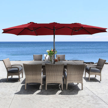 15 ft. Steel Patio Umbrella, with Base and Sandbags, Weather-Resistant£¬Red