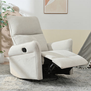 360° Swivel Rocker Recliner Chair,Swivel Nursery Rocking Chair,Glider Chair,Modern Rocking Swivel Recliner Chair for Bedroom,Living Room Chair Home Theater Seating(Fabric Gray/PU Black+360°Swivel )
