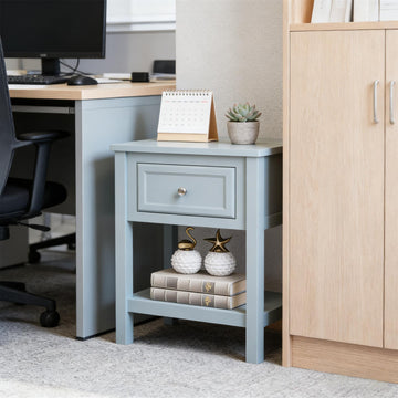 Modern Sofa Side Table with Storage Drawer and Shelf, Classic Accent Coffee Table for Living Room