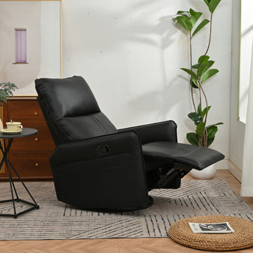 360° Swivel Rocker Recliner Chair,Swivel Nursery Rocking Chair,Glider Chair,Modern Rocking Swivel Recliner Chair for Bedroom,Living Room Chair Home Theater Seating(Fabric Gray/PU Black+360°Swivel )