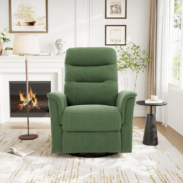 Modern Swivel Recliner Chair with 8-Point Massage 2-Speed Tilt & Side Pocket, Green