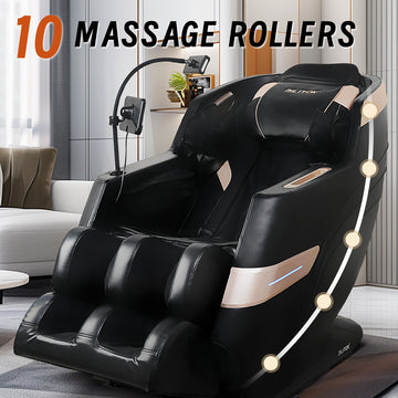 Massage Chair Recliner with Zero Gravity with Full Body Air Pressure Blck+PU Leather