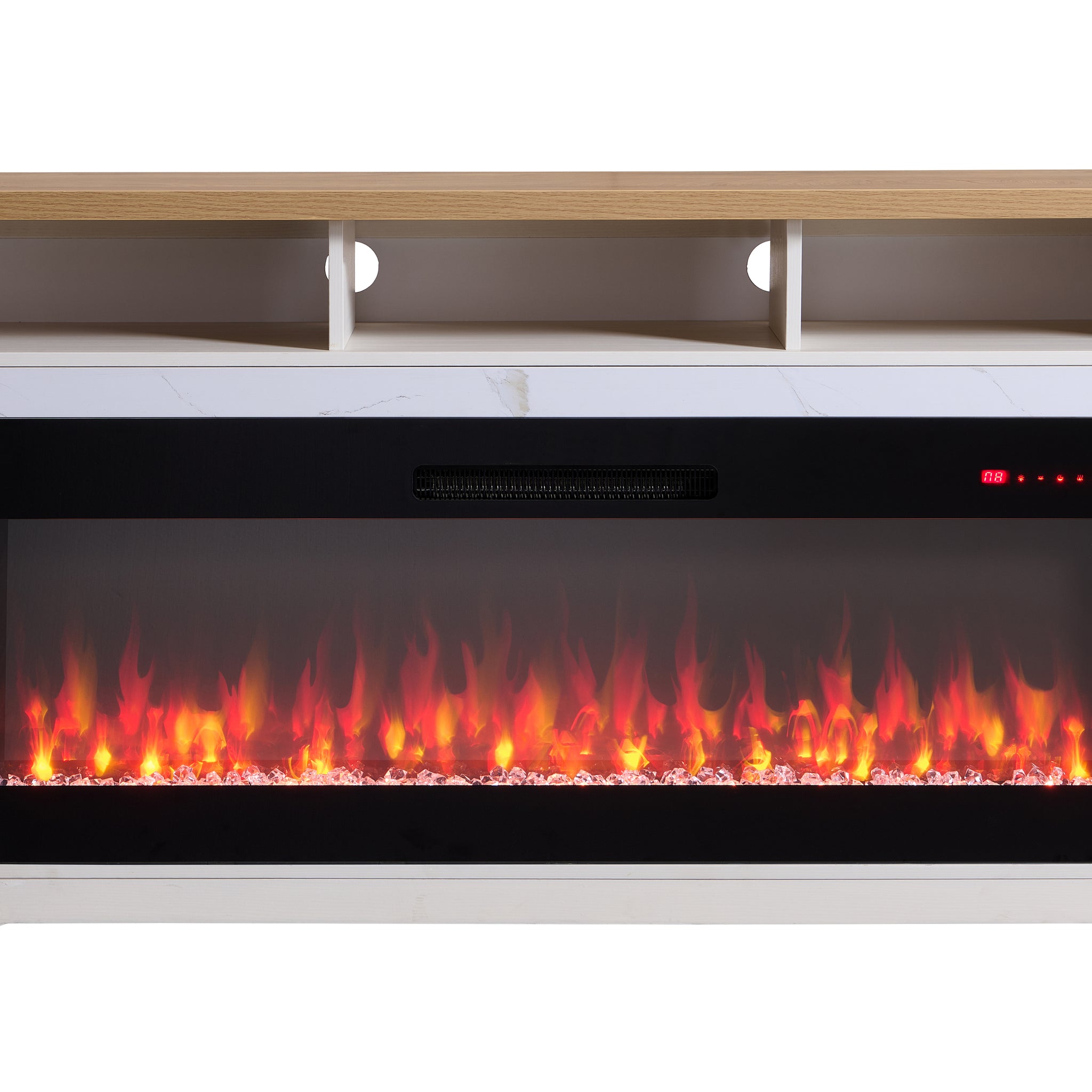 60 inch Fireplace TV Stand for TVs up to 70",with 50"smart Electric Fireplace,white