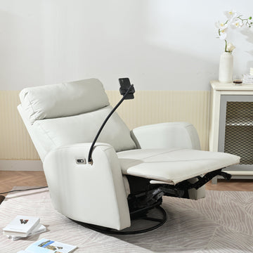 270¡ãPower Swivel Rocker Recliner Chair,Electric Glider Reclining Sofa with USB Ports for Living Room Bedroom (Light Gray)