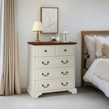 Modern White 5-Drawer Dresser for Bedroom - Ample Storage Wide Chest of Drawers, Sturdy & Safe