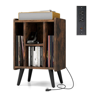 Vinyl Record Storage Turntable Stand with 4 Open Shelves