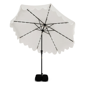 Outdoor Patio Umbrella with Solar LED Lights and Weighted Base