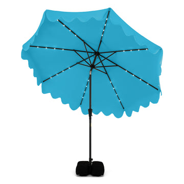 Outdoor Patio Umbrella with Solar LED Lights and Weighted Base