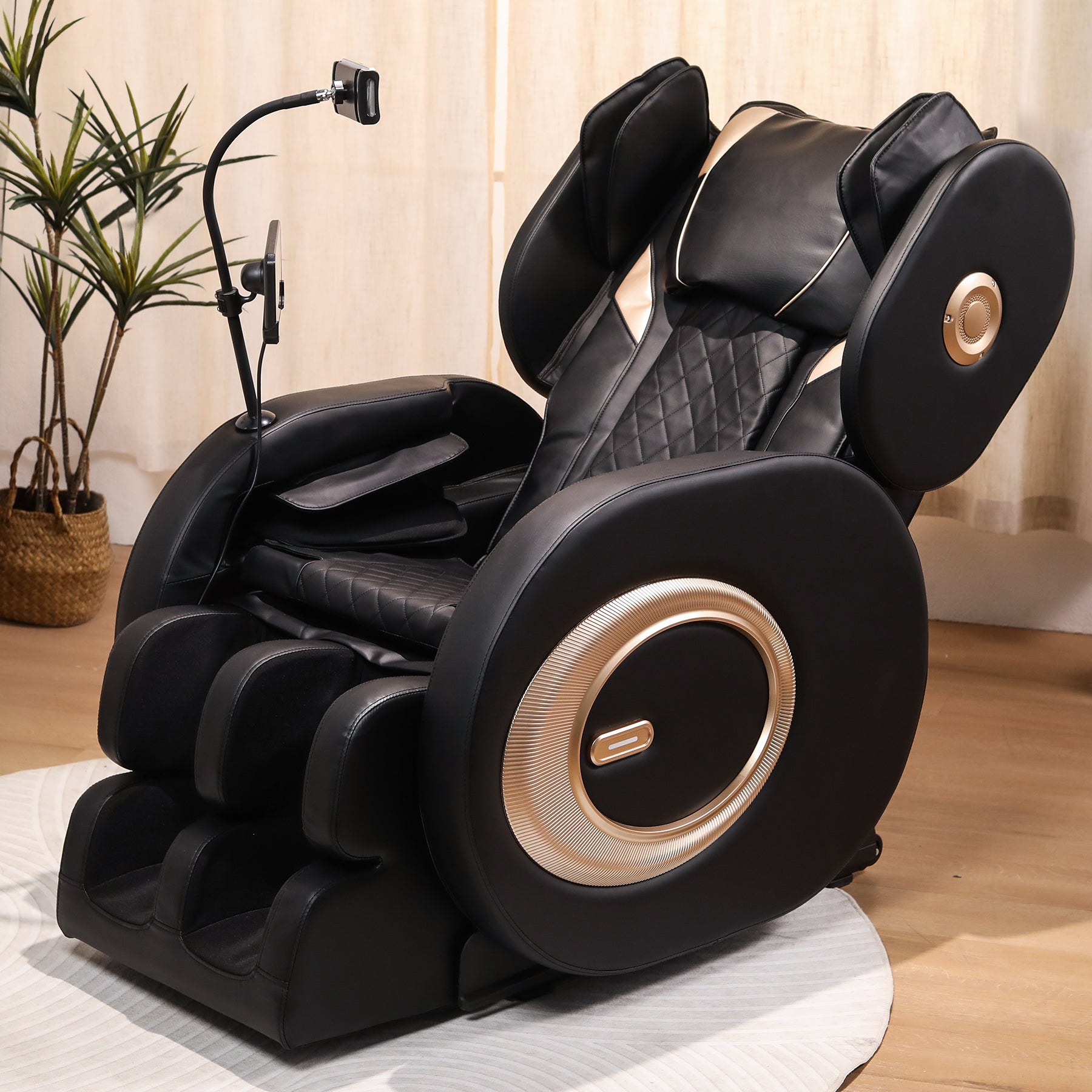 Clihome Massage Chair Recliner with Zero Gravity with Full Body Air Pressure Black+PU Leather