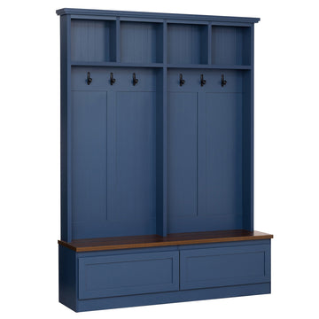 Farmhouse-4-in-1-Hall-Tree-with-Wood-Grain-Bench-with-2-Large-Drawer-for-Hallway