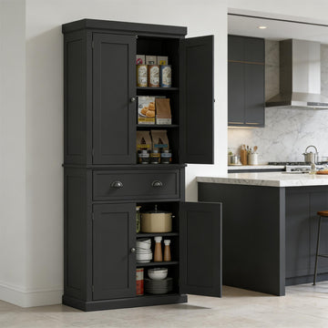 Freestanding Kitchen Pantry Storage Cabinet with Adjustable Shelves & Drawer