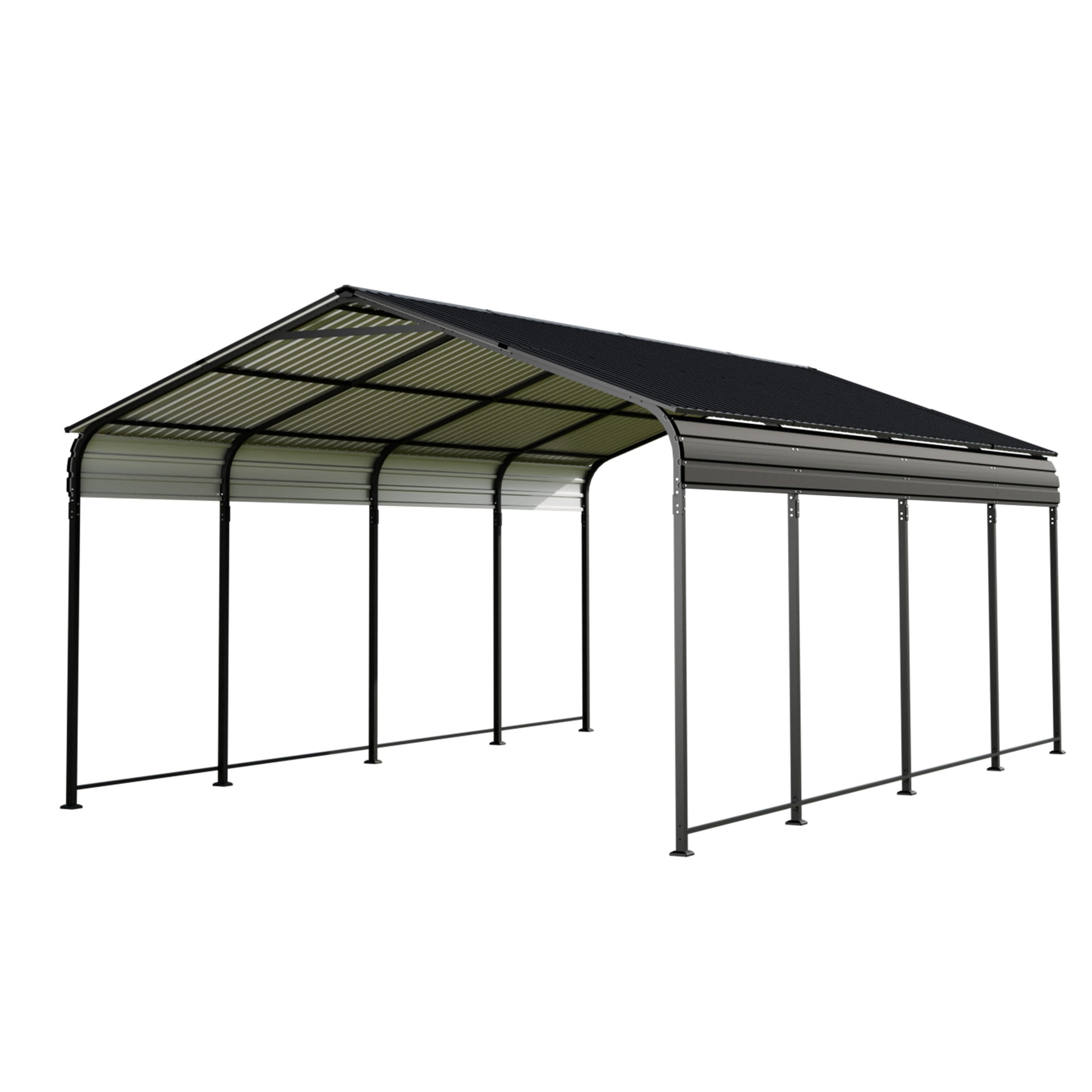 Carport 12x20 FT Heavy Duty Carport CanopyUpdated Frame Structure Galvanized Steel Roof and Enhanced BaseMetal Carport Garage for Pickup, Boat, Car and Tractors, dark Grey