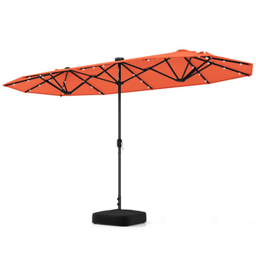 13FT Double-sided Patio Umbrella with Solar Lights for Garden Pool Backyard