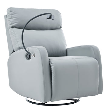 Rocking Recliner Chair,360° Swivel Nursery Rocking Chair,Glider Chair,Modern Small Rocking Swivel Recliner Chair for Bedroom,Living Room Chair Home Theater Seat,Phone Holder(Light Gray/Blue Gray+360° Swivel)