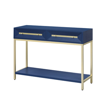 Clihome Entryway Table, Console Table with Two Drawers, Retro Hallway Table with Striking Geometric Design for Entryway and Living Room (Navy)