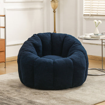 Bean Bag Sofa Chair with Armrests Stuffed High-Density Foam, Lazy Sofa Comfy Chairs BeanBag Chair, Dark Blue