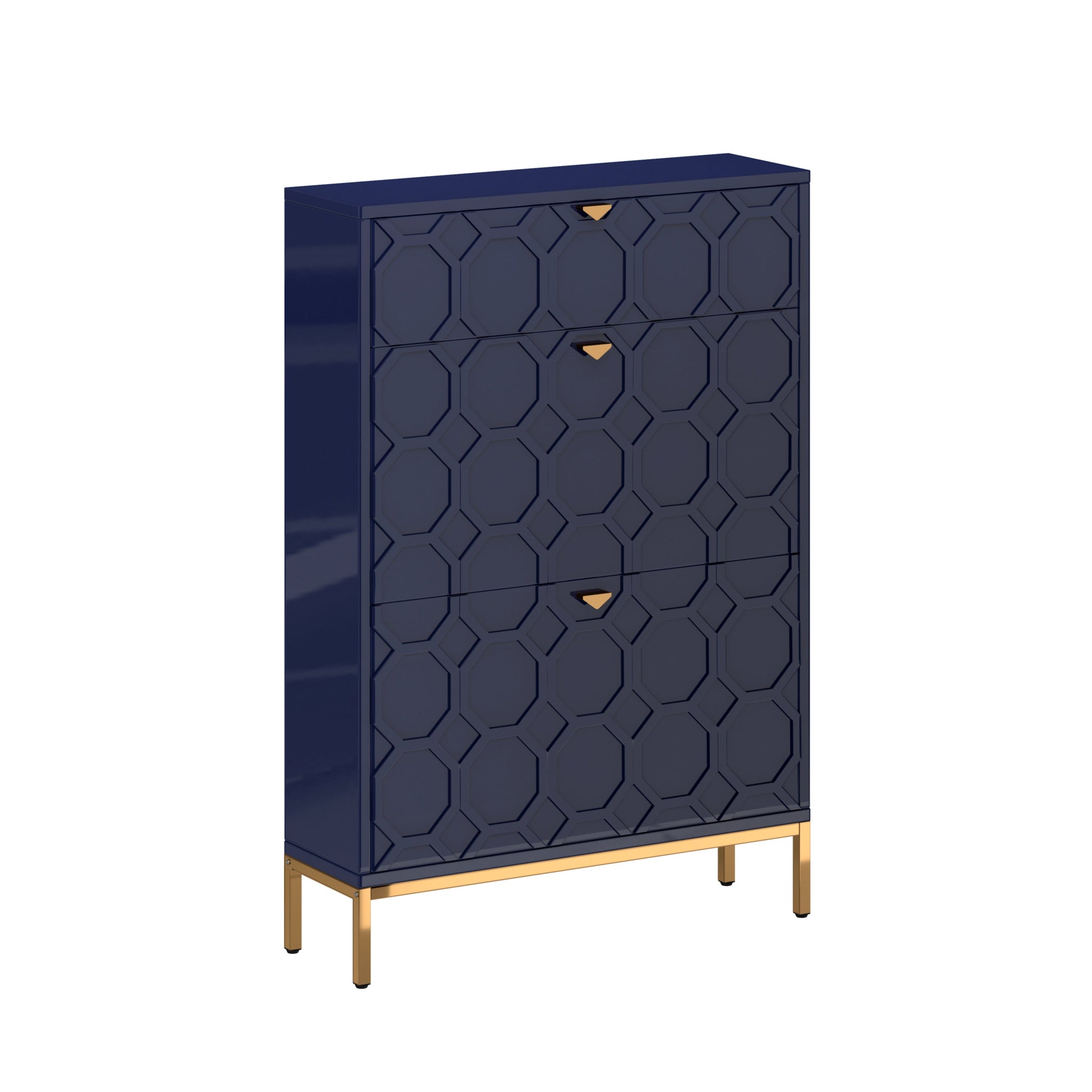 Clihome Shoe Storage Cabinet,Modern Shoe Storage Cabinet with 3 Flip Drawers,Freestanding Hidden Slim Narrow Shoe Rack Cabinet for Entryway,Hallway£¬Blue