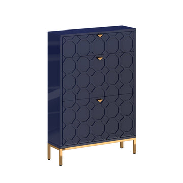 Clihome Shoe Storage Cabinet,Modern Shoe Storage Cabinet with 3 Flip Drawers,Freestanding Hidden Slim Narrow Shoe Rack Cabinet for Entryway,Hallway£¬Blue