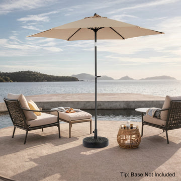9FT Outdoor Patio Umbrella Outdoor Table Umbrella with Push Button Tilt and Crank, Deck, Backyard, Pool, No Base, Khaki