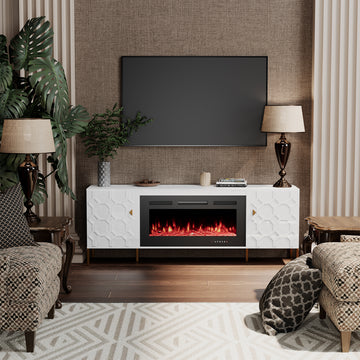 70.08'' Wide Storage Cabinet with Electric Fireplace