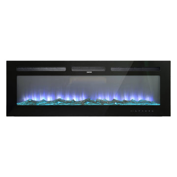70 Inches Classic Built-in or Wall-Mounted Direct Vent Electric Fireplace
