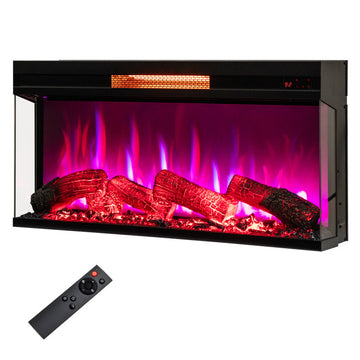 36 Inch 3-Sided 1500W Electric Fireplace with 7-Color Flame